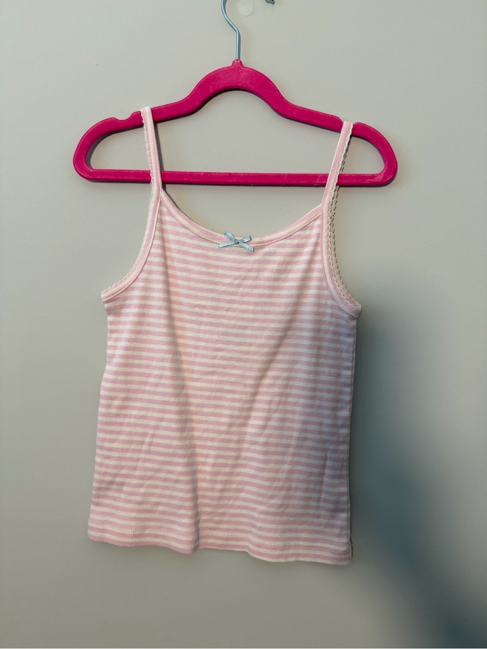Mini Boden Pink and White Striped Pima Cotton Camisole
